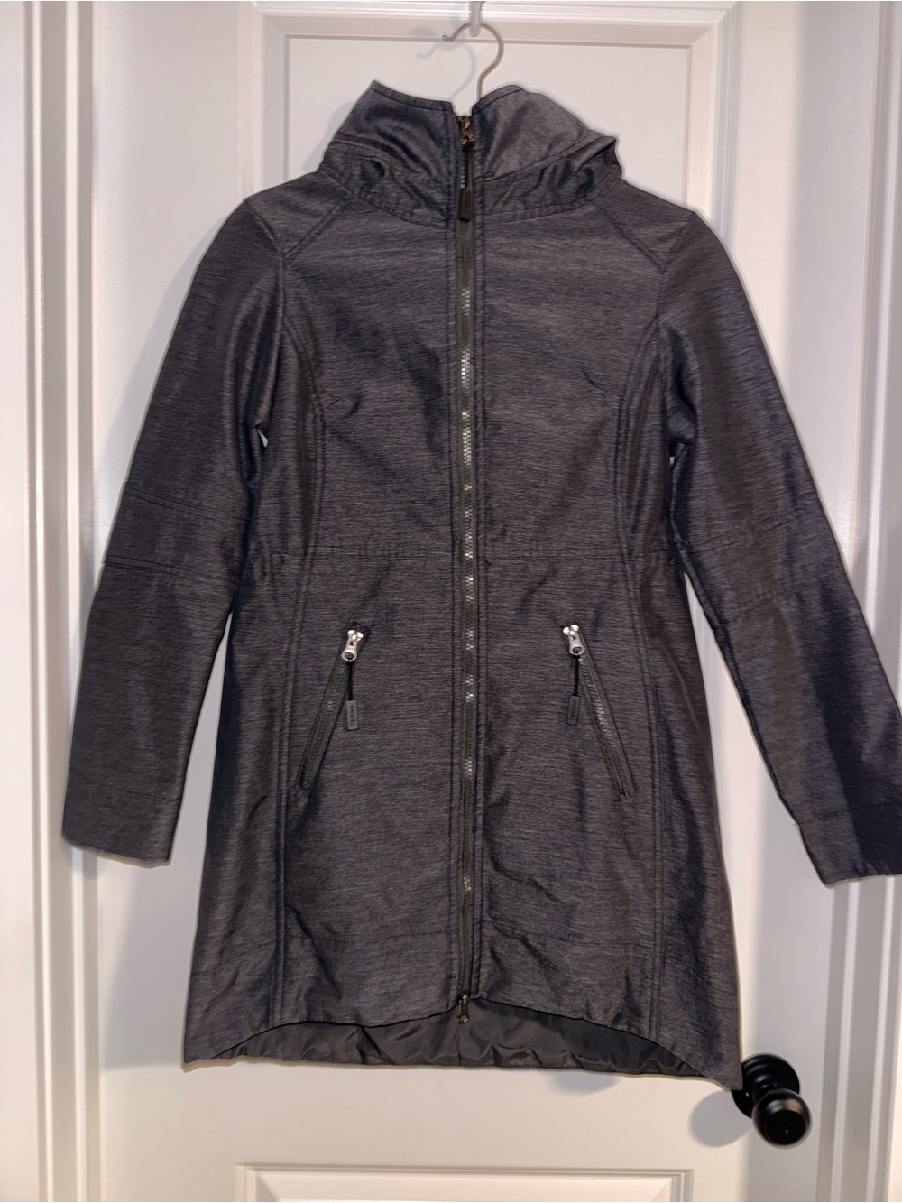 Women's Charcoal Hooded Trench Coat - Gray